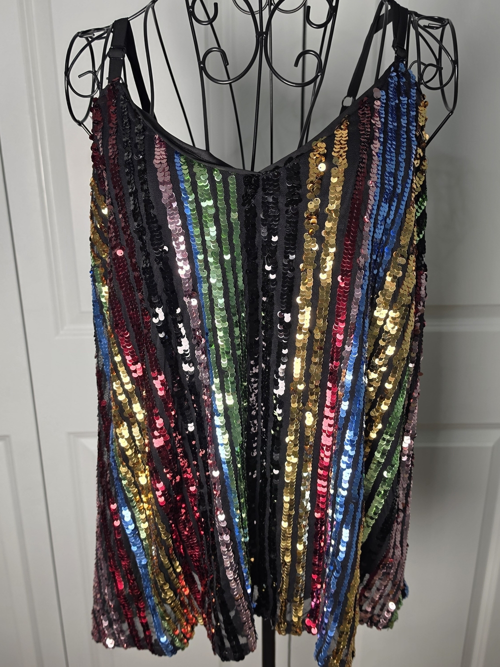 Torrid Rainbow Sequin Tank Top Size 0  Festival Disco Glam Party